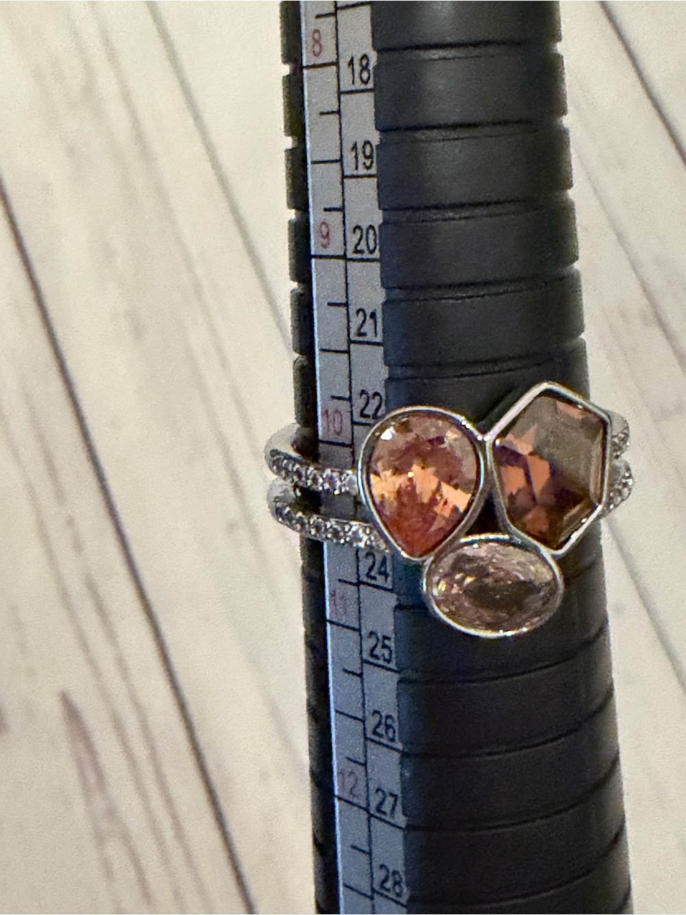 Triple Gemstone Silver Ring in Topaz Brown - Women Jewelry